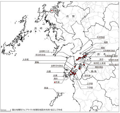 第4図　天草諸島周辺の活蛸集荷場所