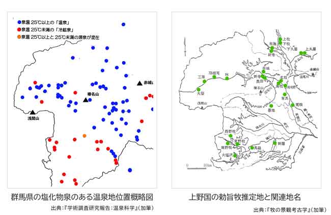 御牧推定位置→塩化物泉分布図対比
