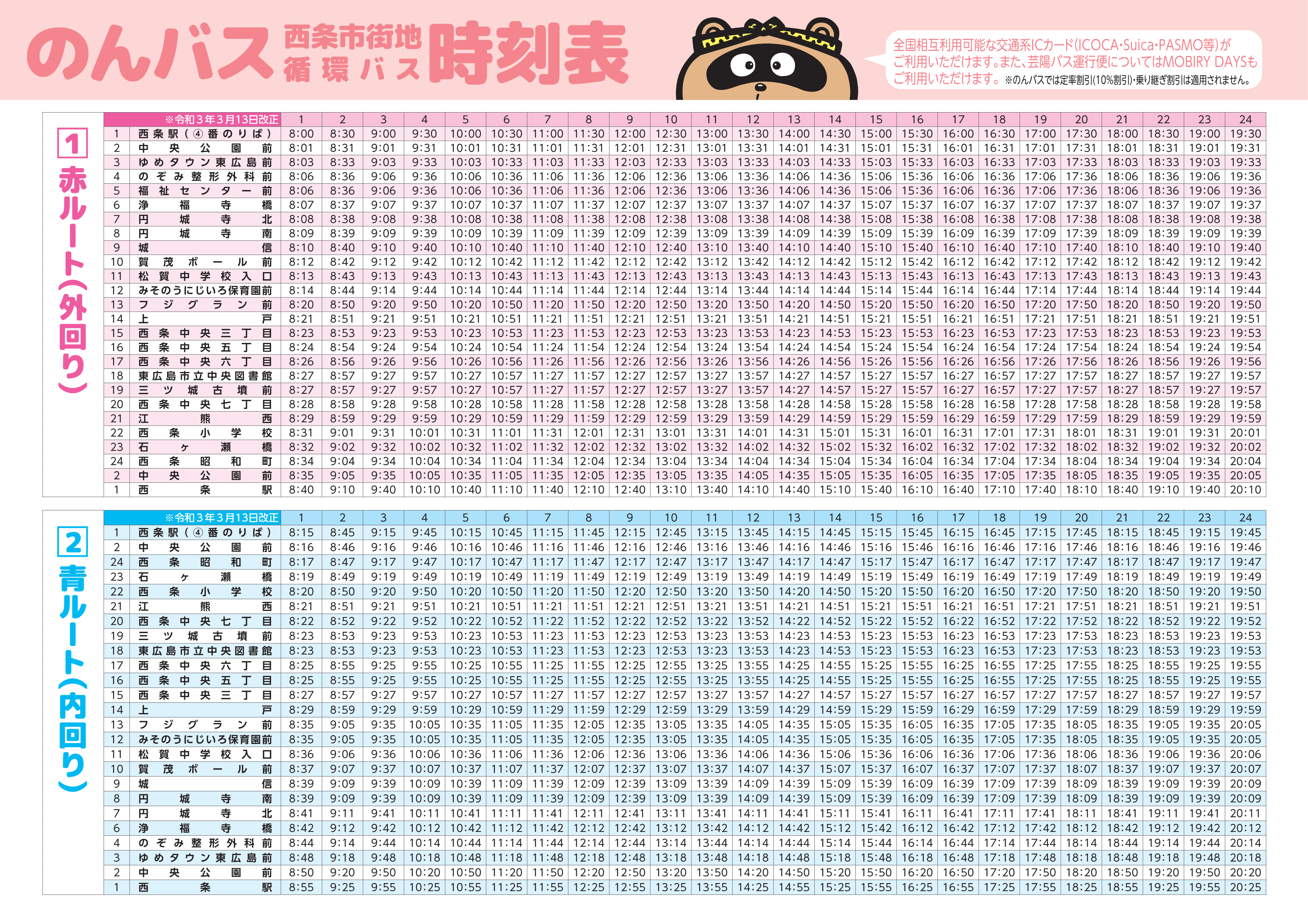 西条を走るいろんなバス
