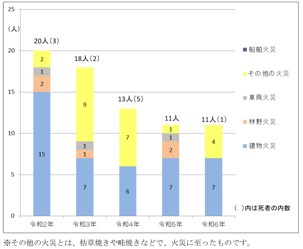 【資料タイトル】②火事によってきずついた人の数