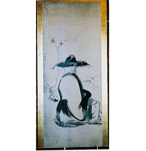 曾我蕭白筆鳥獣人物画押絵貼屛風 画像