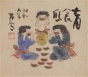 七月食瓜(絹本)