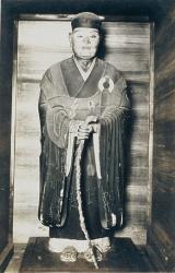 古美術　彩色木彫　肖像彫刻　江戸時代　高さ約38cm 神像　神社　千利休　茶人