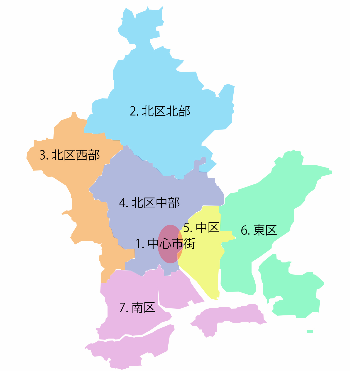 岡山市地区割地図