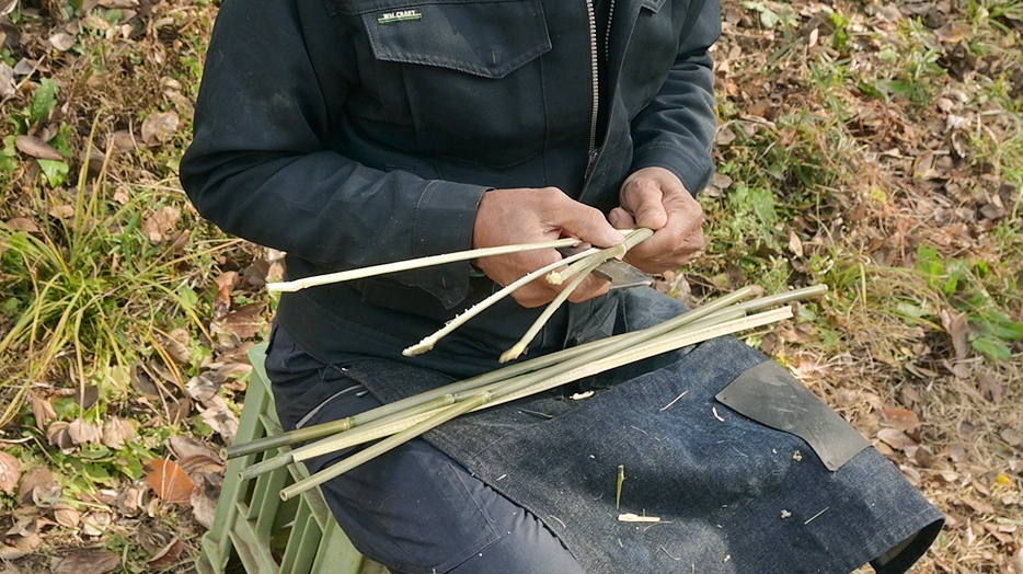 メカイの材料を作っているようす