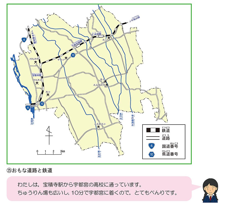 おもな道路と鉄道