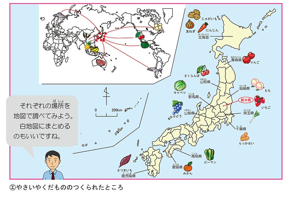 やさいやくだもののつくられたところ