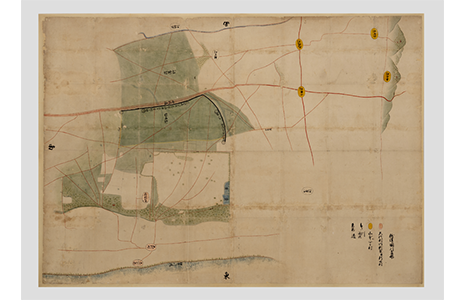 久代村と山本村四カ村野論裁許絵図