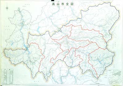 平成十七年合併後の高山市全図