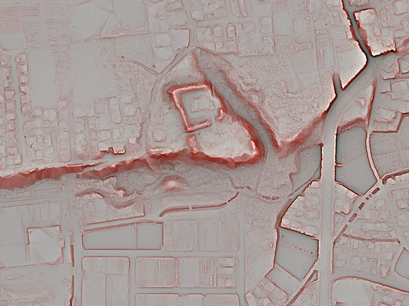 赤色立体地図　谷保の城山