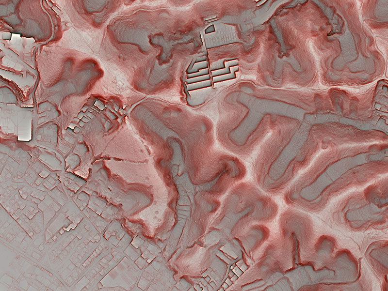 赤色立体地図　八王子市犬目町の爆弾坑