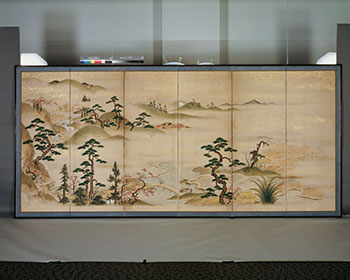 春秋田園風俗図屏風